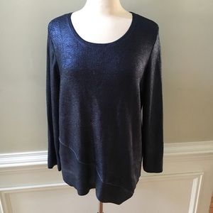 Chico's Metalic Blue Size 16/xl shimmer Sweater. Stunning Chicos size 3